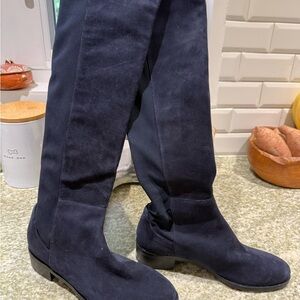 Stylish Navy Suede Knee-High Boots -NW